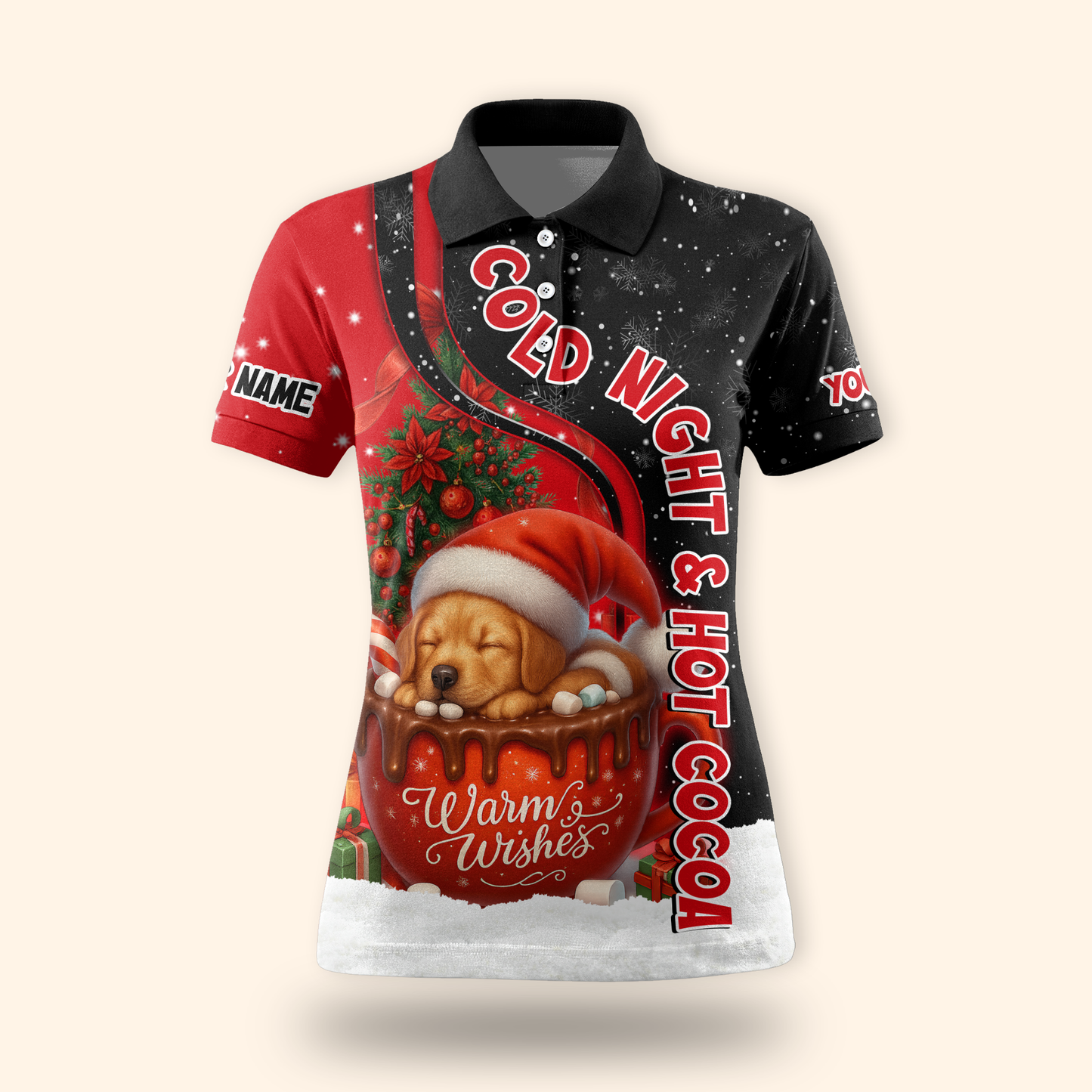 Personalized Hot Cocoa Hoodie – Cold Night Warm Wishes Christmas Zip Up