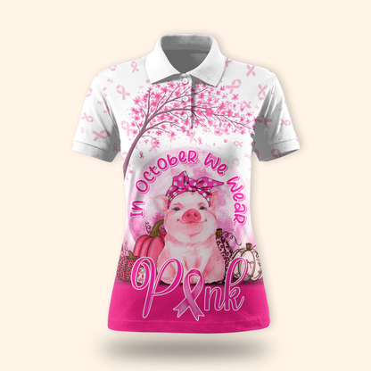Personalized In October We Wear Pink Little Pig, Custom Choo