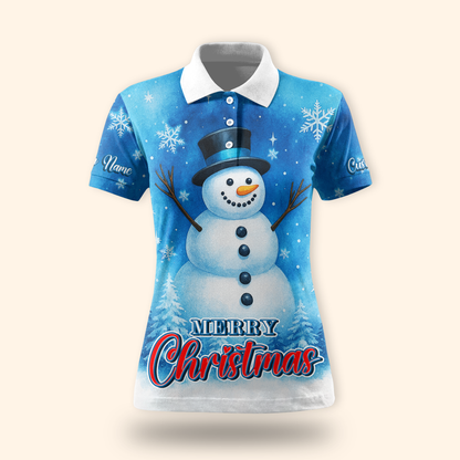 Merry Christmas Snowman Hoodie – Cute Blue Winter Zip Up