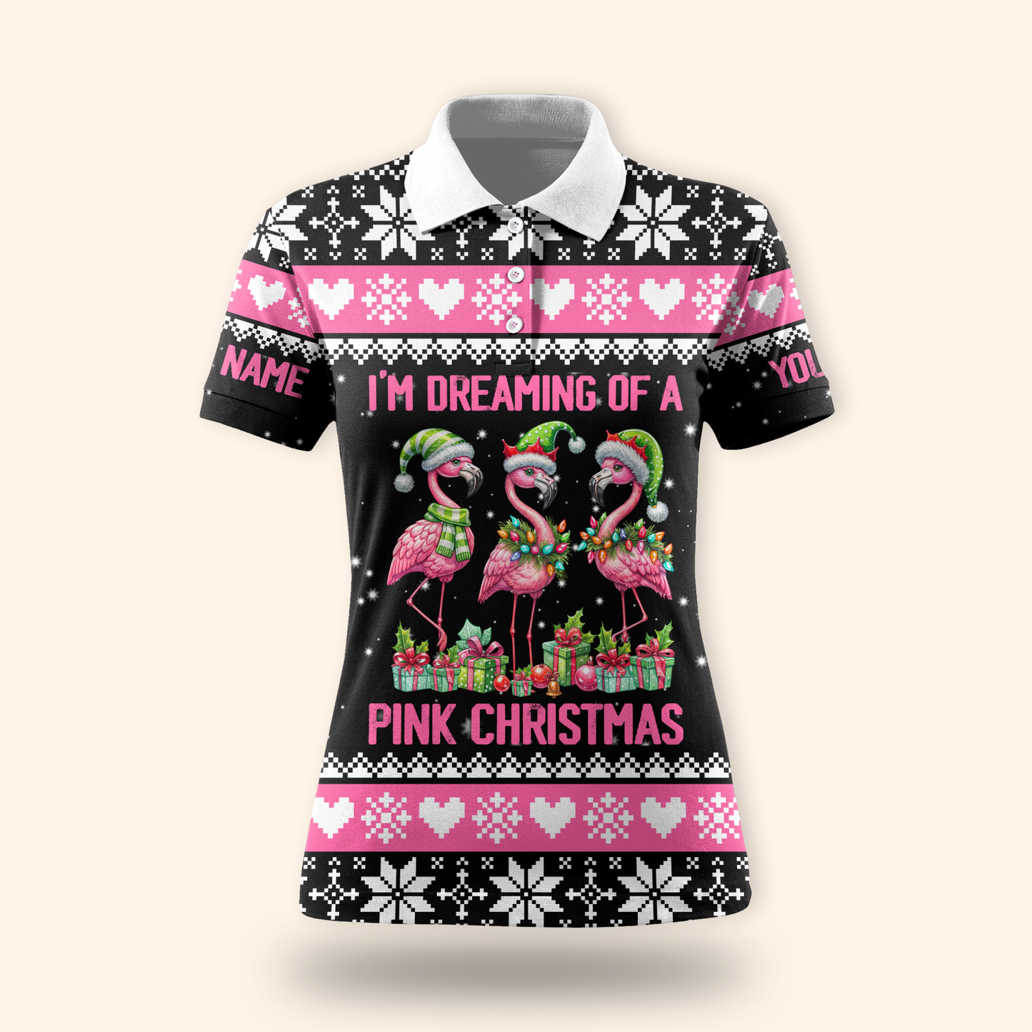 I’m Dreaming of a Pink Christmas Hoodie – Cute Flamingo Holiday Zip Up Sweater