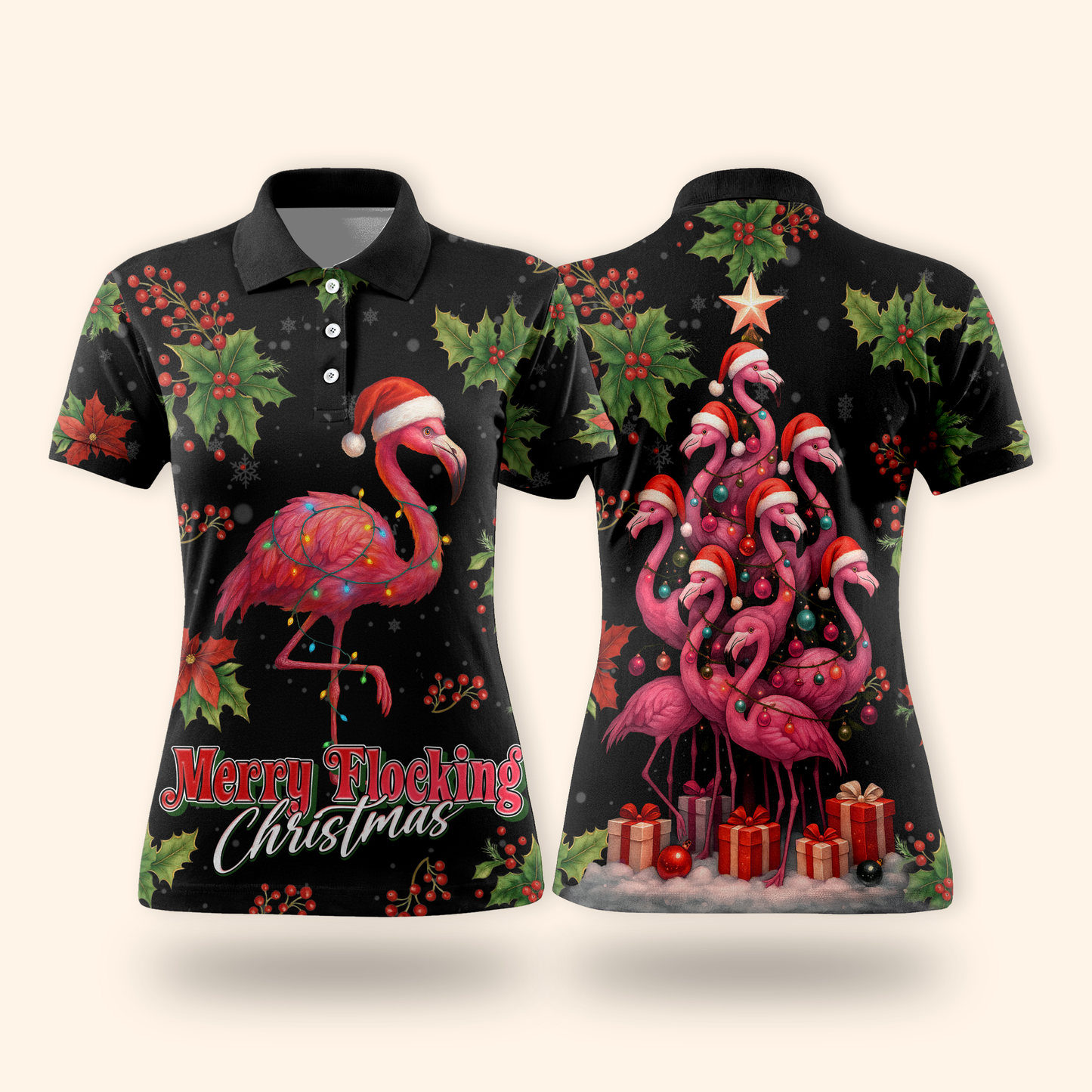 Merry Flocking Christmas Hoodie – Funny Flamingo Holiday Zip Up