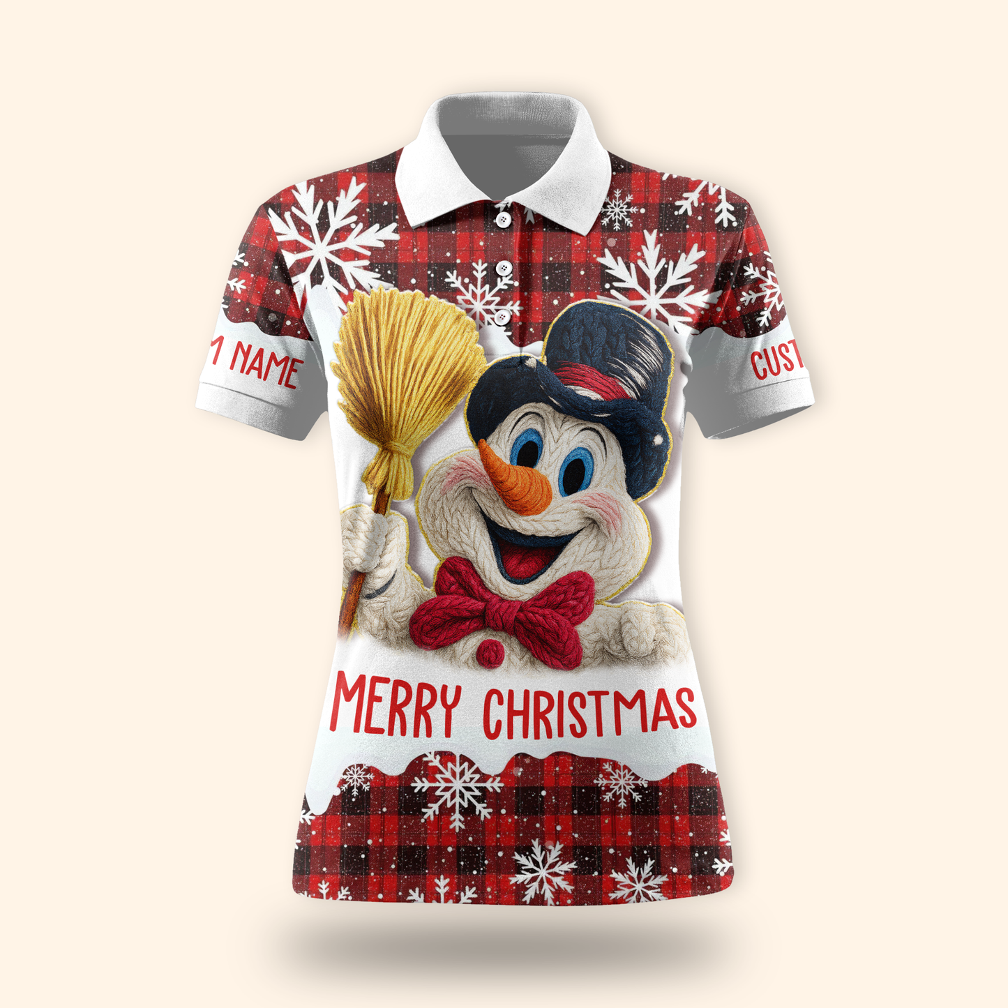 Merry Christmas Snowman Hoodie – Cute Plaid Red Winter Zip Up