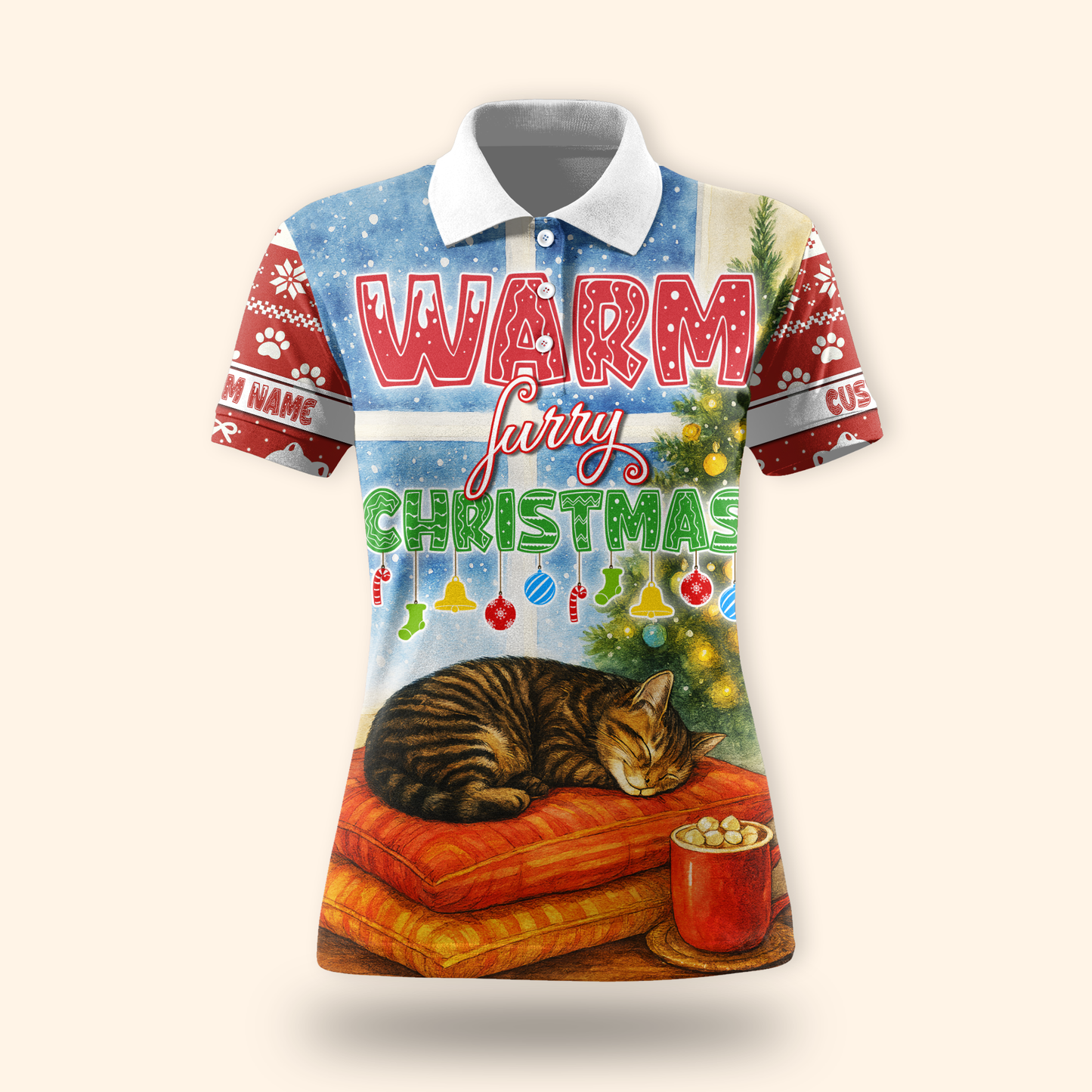 Warm Furry Christmas Hoodie – Cute Cat Lover Zip Up, Personalized Holiday Gift, Custom Choo