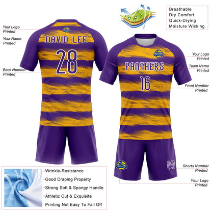 Custom Purple Yellow-White Abstract Lines Sublimation Volleyball Uniform Jersey