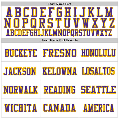 Custom White Purple-Gold Mesh Authentic Throwback Football Jersey