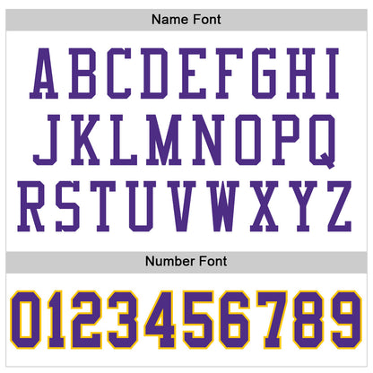 Custom White Purple-Gold Mesh Authentic Throwback Football Jersey