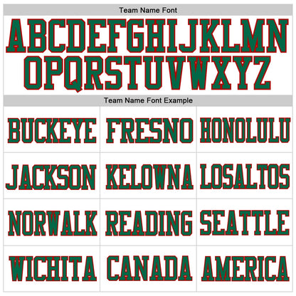 Custom White Kelly Green-Red Mesh Authentic Football Jersey