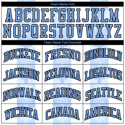 Custom White Light Blue-Black Round Neck Sublimation Basketball Uniform Jersey