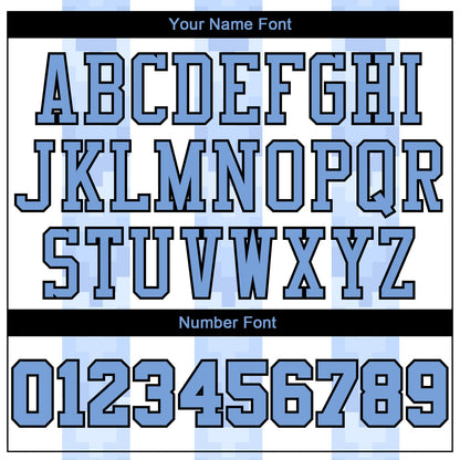 Custom White Light Blue-Black Round Neck Sublimation Basketball Uniform Jersey