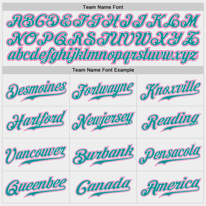 Custom White Teal-Pink Authentic Baseball Jersey