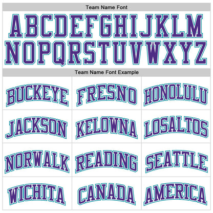 Custom White Purple Pinstripe Purple-Teal Authentic Basketball Jersey