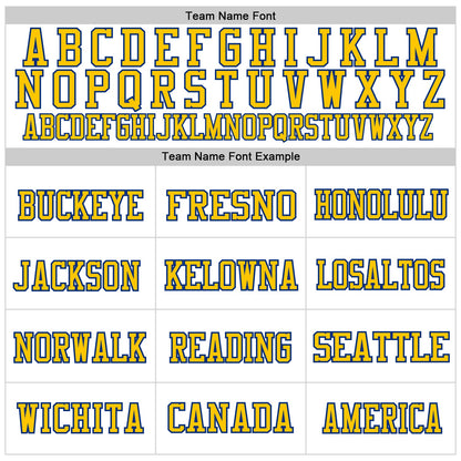 Custom White Yellow-Royal Mesh Authentic Football Jersey
