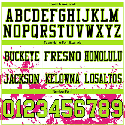 Custom White Neon Green Hot Pink-Black 3D Pattern Splash Authentic Football Jersey