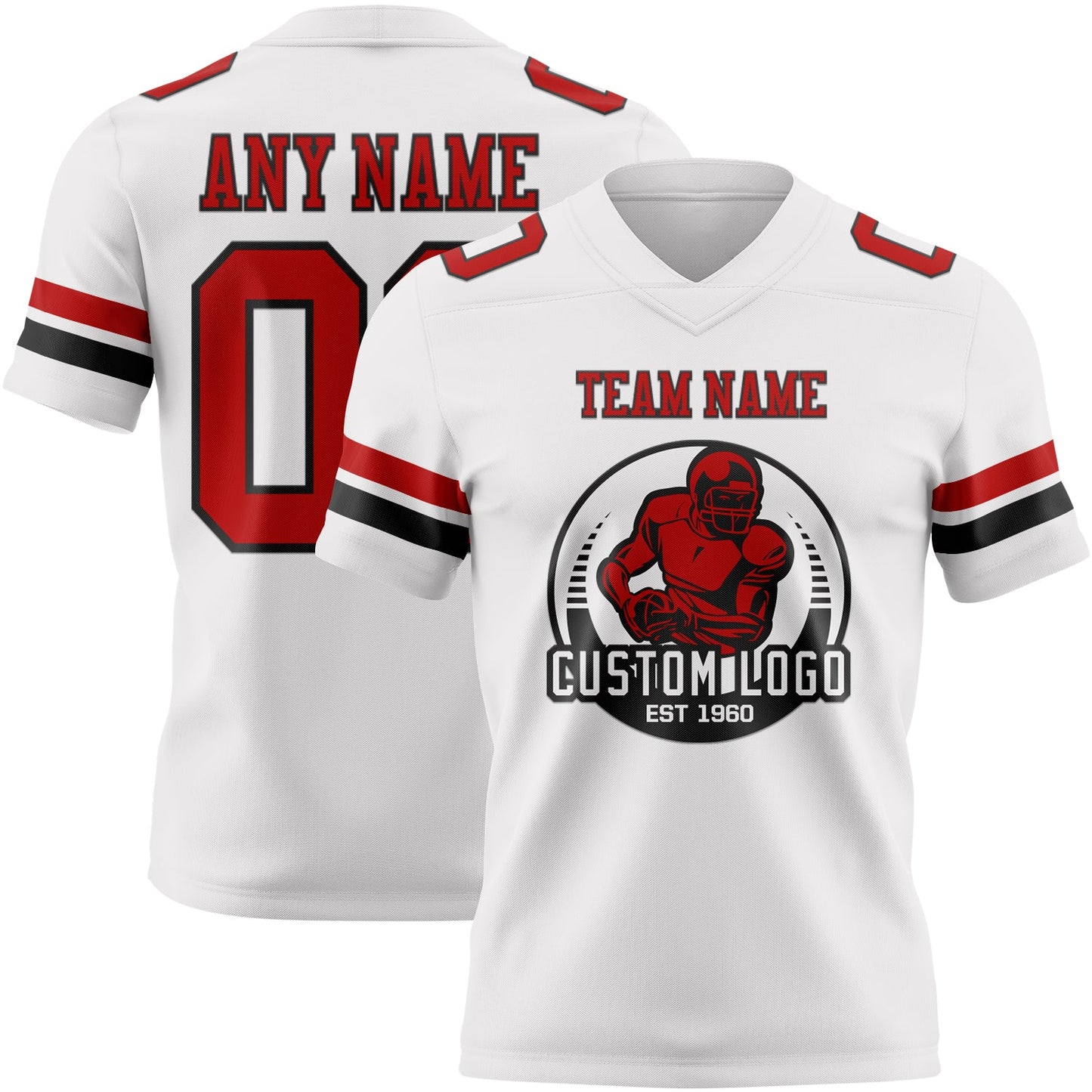 Custom White Red-Black Authentic Football Jersey