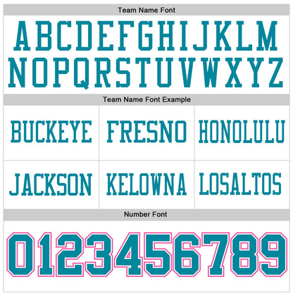 Custom White Teal-Pink Authentic Football Jersey