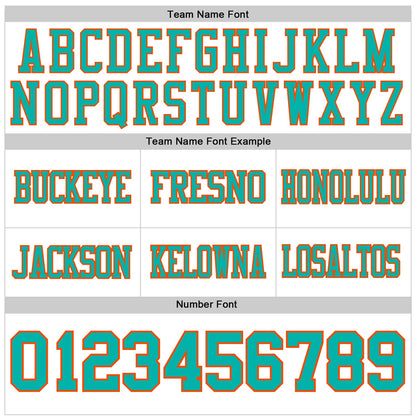 Custom White Aqua-Orange Authentic Football Jersey