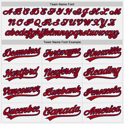 Custom Stitched White Red-Navy Baseball Pullover Sweatshirt Hoodie