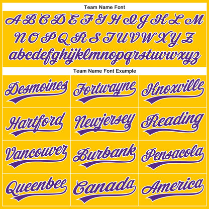 Custom Yellow Purple-White Authentic Baseball Jersey