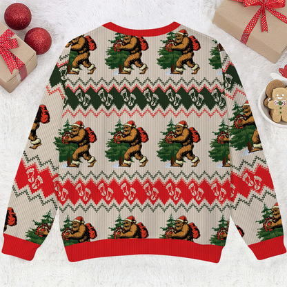 Belived In BigFoot Squatching Through The Snow Ugly Christmas Sweater