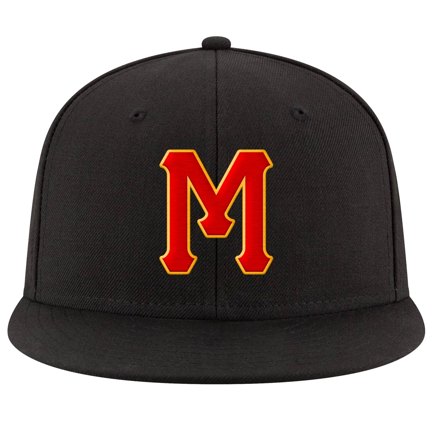 Custom Black Red-Gold Stitched Adjustable Snapback Hat