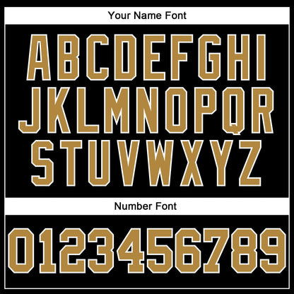 Custom Black Old Gold-White Mesh Authentic Throwback Football Jersey