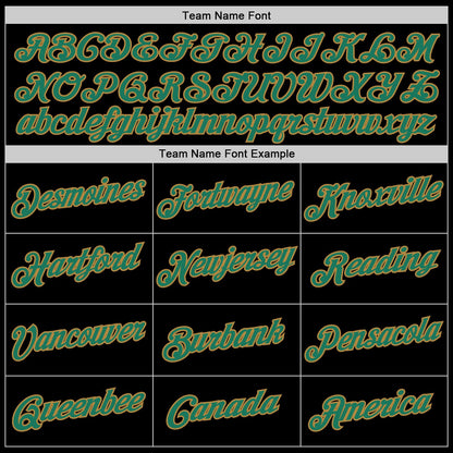 Custom Black Kelly Green-Old Gold Performance T-Shirt