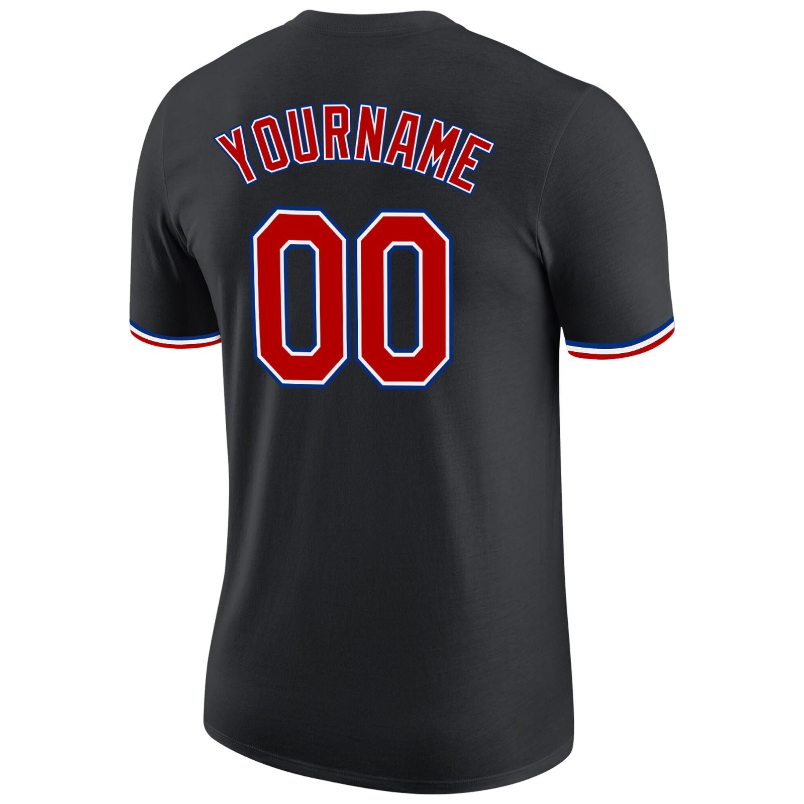 Custom Black Red-Royal Performance T-Shirt
