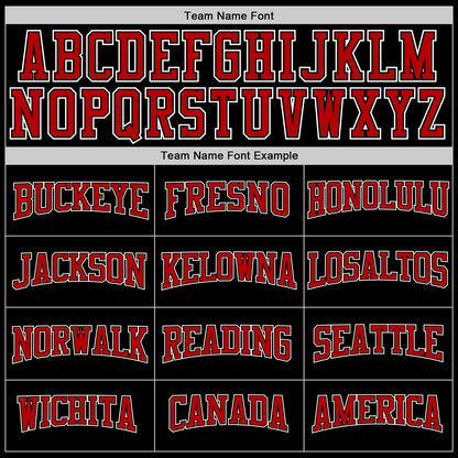 Custom Stitched Black Red Pinstripe Red-White Sports Pullover Sweatshirt Hoodie