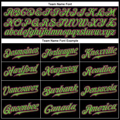 Custom Black Pink-Neon Green Authentic Baseball Jersey