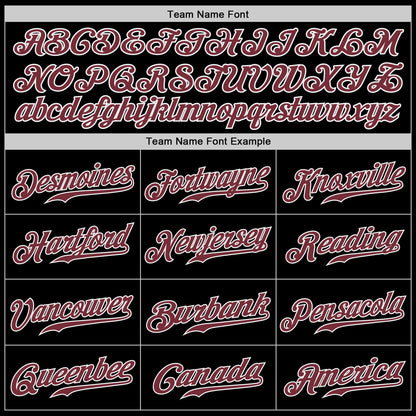 Custom Black Burgundy-White Authentic Baseball Jersey