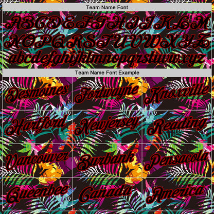 Custom Black Black-Red 3D Pattern Tropical Hawaii Palm Leaves Authentic Basketball Jersey