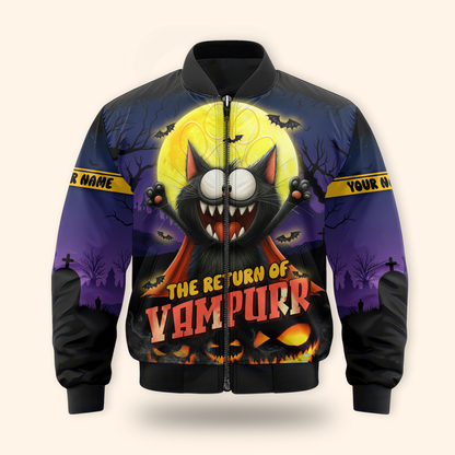 Personalized Vampurr Hoodie – The Return of Vampurr Funny Cat Halloween Zip Up, Custom Choo