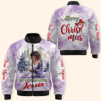 The Greatest Gift Is Jesus Hoodie – Christian Christmas Zip Up, Black Queen Faith Hoodie, Custom Name Design