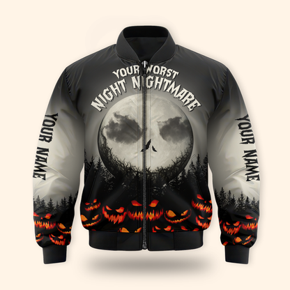 Personalized Halloween Hoodie – Your Worst Nightmare Full Moon Zip Up, Custom Choo