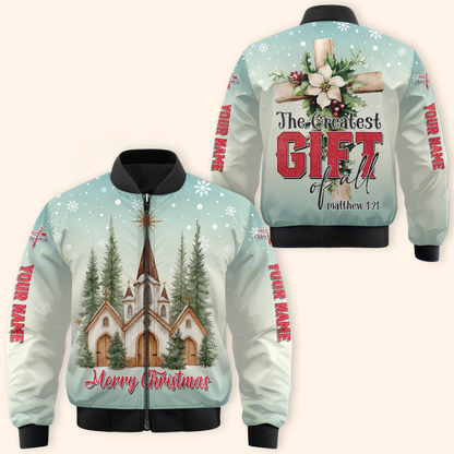 Christian Christmas Hoodie – The Greatest Gift of All Matthew 1:21, Personalized Faith Hoodie