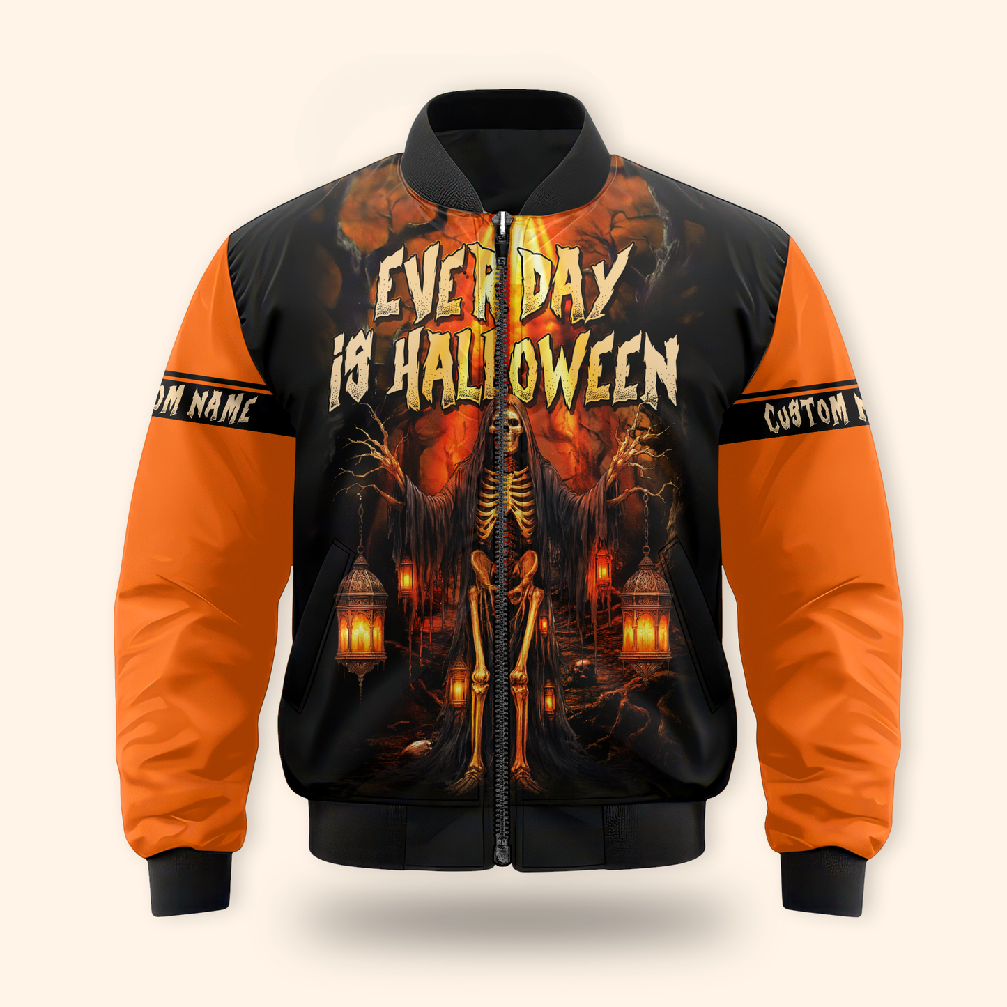 Personalized Every Day Is Halloween Hoodie – Skeleton Lantern Scary Jacket, Custom Choo