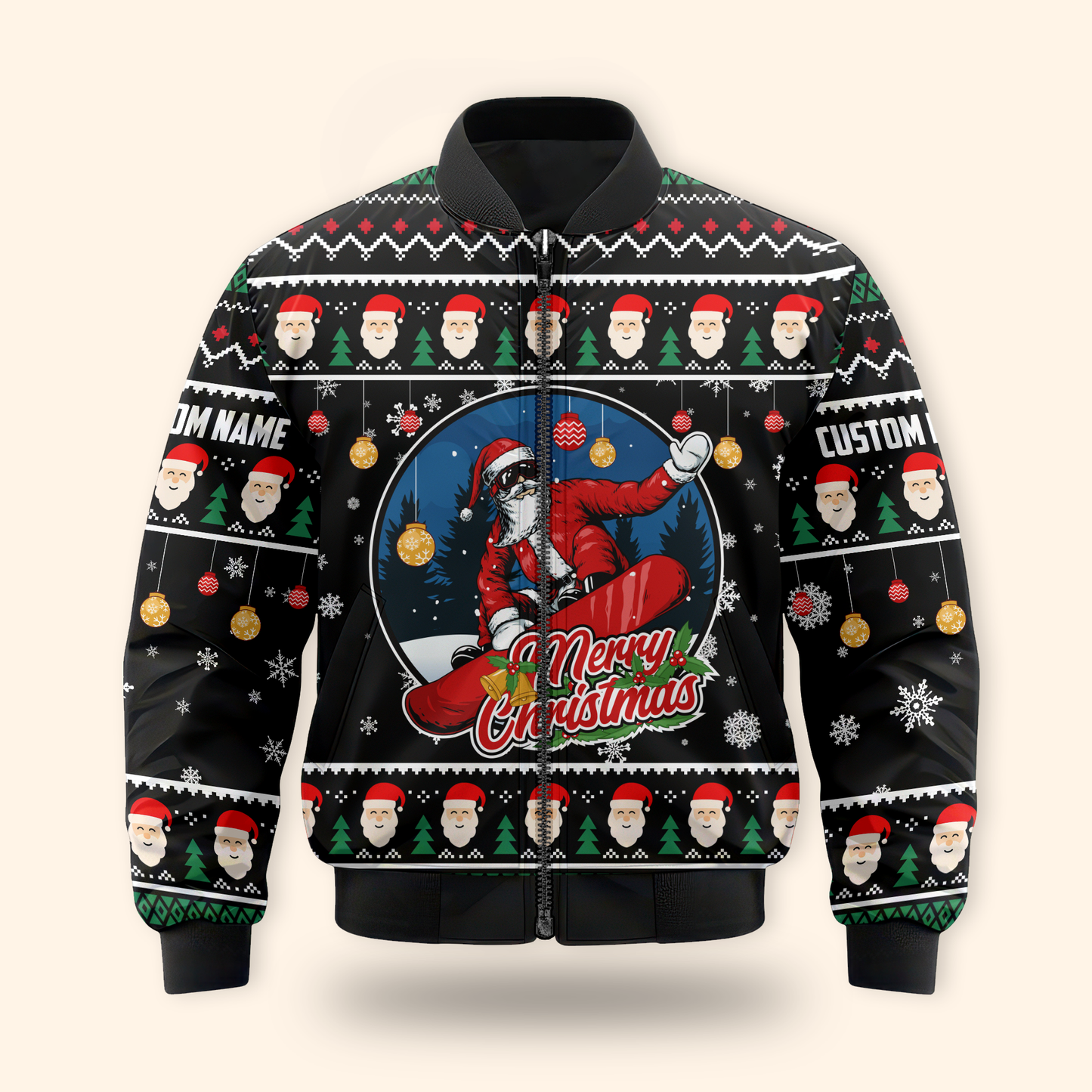 Merry Christmas Hoodie – Santa with Sunglasses Ugly Sweater Design