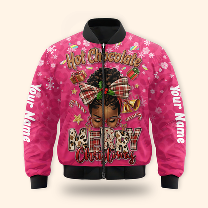 Hot Chocolate Merry Christmas Hoodie – Personalized Holiday Zip Up