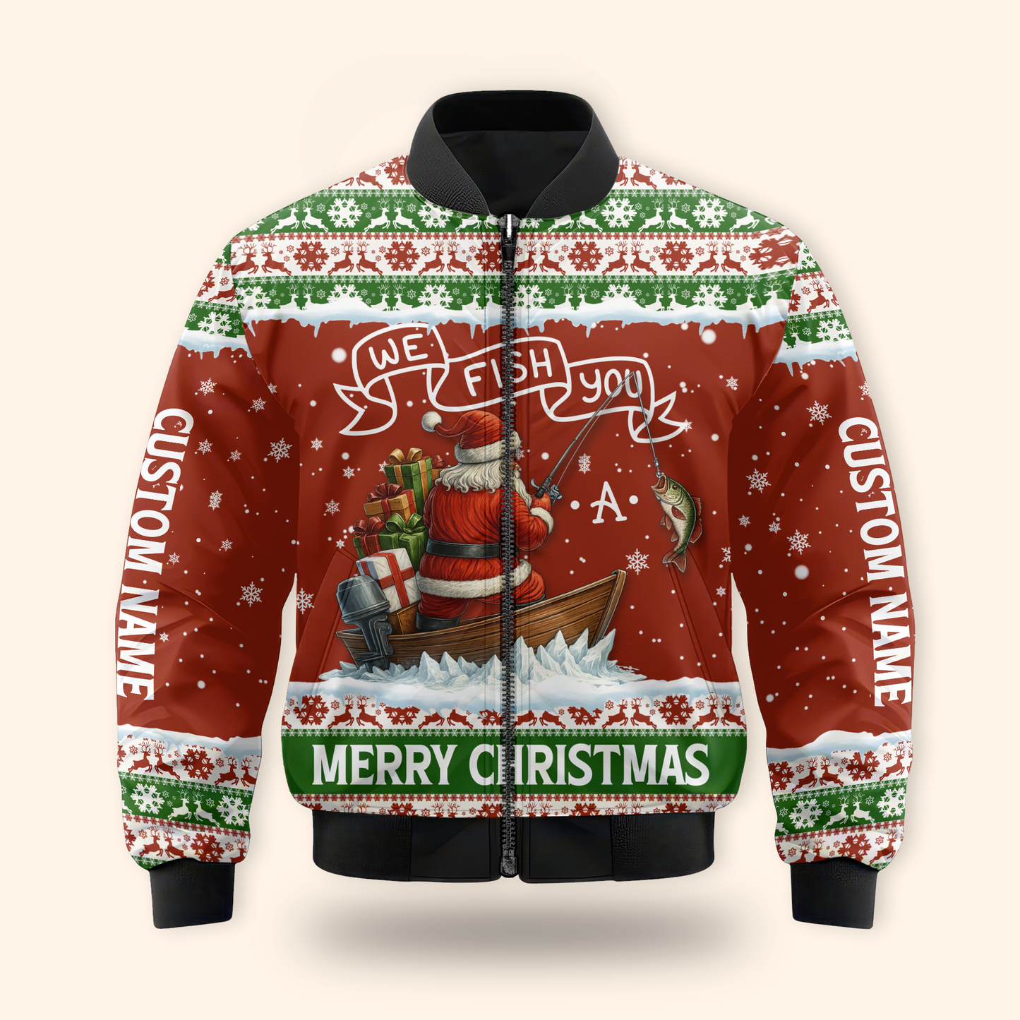 We Fish You a Merry Christmas Hoodie – Funny Fishing Holiday Zip Up