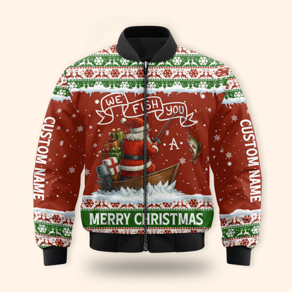 We Fish You a Merry Christmas Hoodie – Funny Fishing Holiday Zip Up