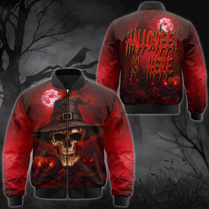 Halloween Is Here Hoodie – Skull And Pumpkin Print 3D Sweatshirt