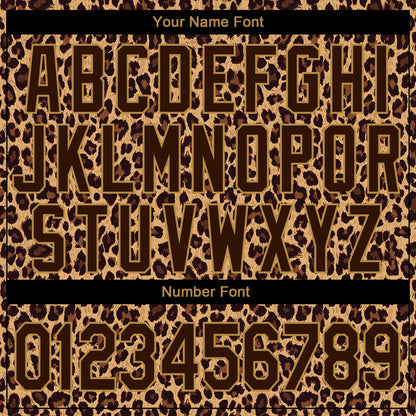 Custom Brown Brown-Old Gold 3D Pattern Design Leopard Performance T-Shirt