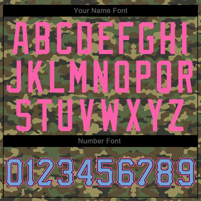 Custom Camo Light Blue-Pink Authentic Salute To Service Baseball Jersey