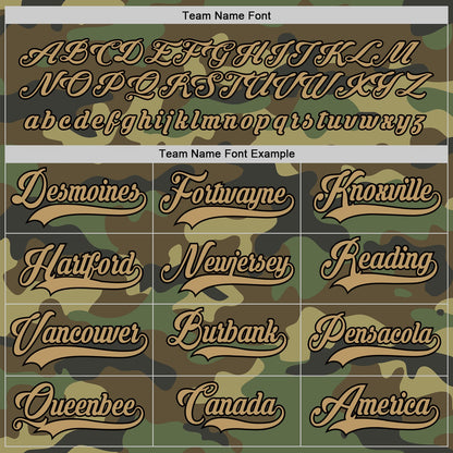 Custom Camo Old Gold-Black Salute To Service Hockey Jersey
