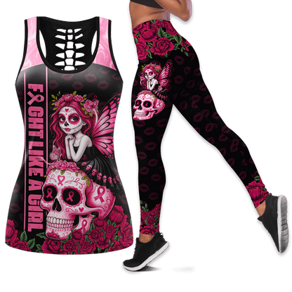 Fight Like A Girl Sugar Skull - Combo Legging Breast Cancer Awareness