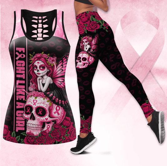 Fight Like A Girl Sugar Skull - Combo Legging Breast Cancer Awareness