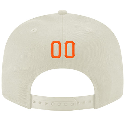 Custom Cream Orange-Black Stitched Adjustable Snapback Hat