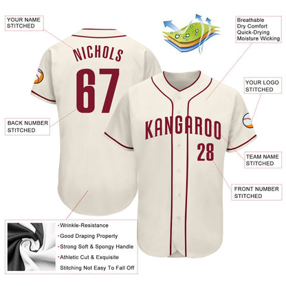Custom Cream Crimson Authentic Baseball Jersey