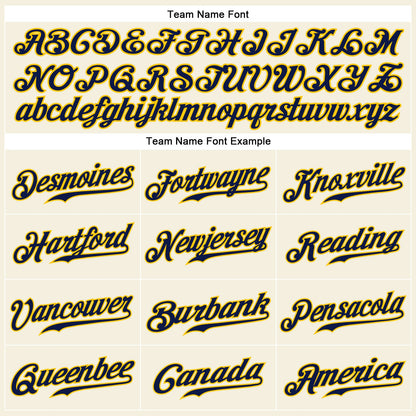 Custom Cream Navy Pinstripe Navy-Gold Authentic Baseball Jersey