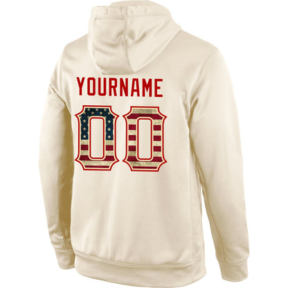 Custom Stitched Cream Vintage USA Flag-Red Sports Pullover Sweatshirt Hoodie